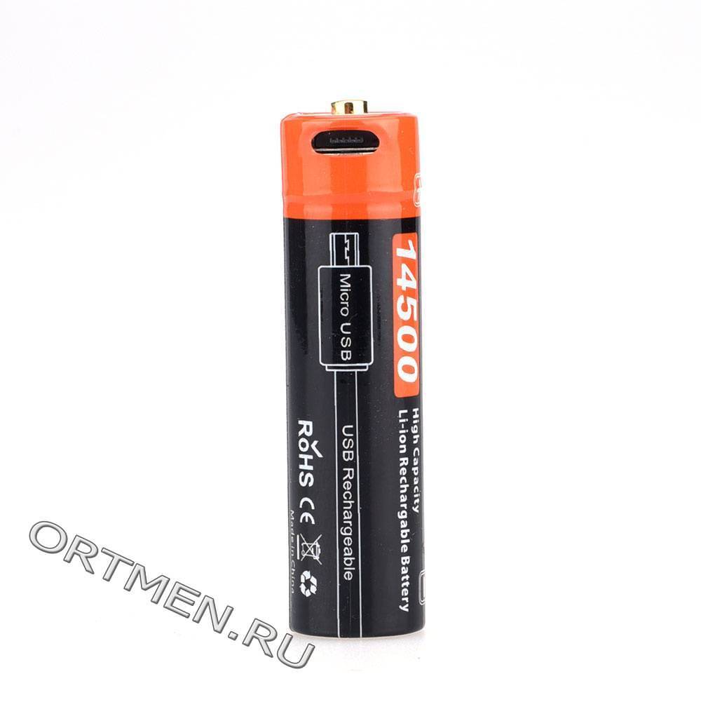 фото Аккумулятор 14500 FiTorch (750 mAh) с зарядкой USB Аккумулятор 14500 FiTorch (750 mAh) с зарядкой USB